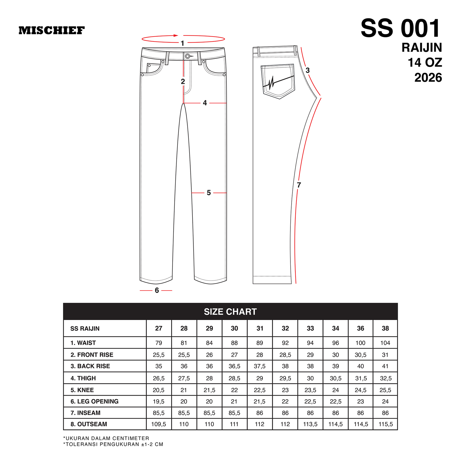 Size Chart Raijin SS